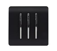 Trendi Switch Artistic Modern 3 Gang 2 Way 10 Amp Rocker Light Switch Matt Black Art-SS6