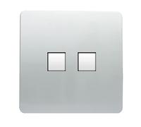 Trendi Switch Artistic Modern Glossy 2 Gang PC Ethernet Socket Silver