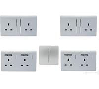 Trendi Switch Artistic Modern Glossy Switches & Sockets Bedroom Trade/Multi Buy Room Pack in Silver