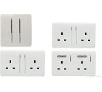 Trendi Switch Artistic Modern Glossy Switches & Sockets Dining Room Trade/Multi Buy Room Pack in White