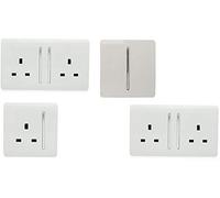 Trendi Switch Artistic Modern Glossy Switches & Sockets Garage Trade/Multi Buy Room Pack in Silver