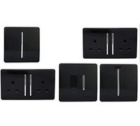 Trendi Switch Artistic Modern Glossy Switches & Sockets Kitchen Trade/Multi Buy Room Pack in Black