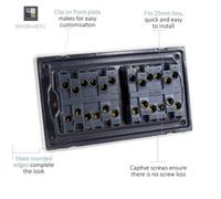 Trendi Artistic Modern Glossy 8 Gang 2 Way Rocker Black Double Plate Tactile Light Switch in Gold