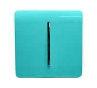 Trendi Switch Fan Isolator 10A Triple Pole Chrome Rocker Switch in Bright Teal
