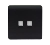 Trendi Switch 2 Gang RJ45 Cat 5e PC Ethernet Socket in Matt Black