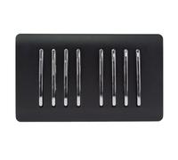 Trendi 8 Gang 2 way 240V Screwless Raised Front Twin Plate Plastic Artistic Modern Glossy 10 Amp Chrome Rocker Electrical Wall Light Switch Matt Black - ART-SS88MBK