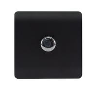 Trendi Switch 1 Gang 1 or 2 way 150w Rotary LED Dimmer Light Switch in Matt Black