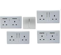 Trendi Switch Modern Glossy Switches/Sockets Home Office Trade/Multi Pack Silver