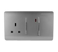 Trendi Switch 45amp and 13amp Light Grey Cooker Switch and Plug Socket with Neon
