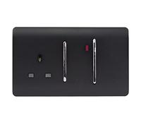 Trendi Artistic Modern 45 A Cooker Switch & Plug Socket Inc Neon Insert Matt Black
