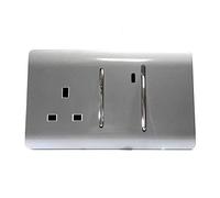 Trendi Switch 45 Amp Cooker Switch & 13 Amp Plug Socket with Neon in Platinum Silver