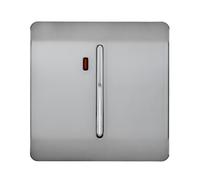 Trendi Switch Screwless Artistic Modern Decorative Glossy Double Pole 45 A Cooker Switch Control Unit Inc Neon Indicator for Indoor Use in Brushed Steel - ART-WHS2BS
