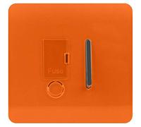 Trendi Switch Screwless Artistic Modern Glossy Tactile 230V Switched 13 A Single Fused Spur Connection Unit w/Flex Outlet Chrome Rocker in Sunset Orange - ART-FSOR