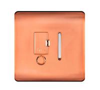 Trendi Switch Screwless Artistic Modern Glossy Tactile 230V Switched 13 A Single Fused Spur Connection Unit with Flex Outlet Chrome Rocker in Copper - Art-FSCPR