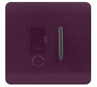 Trendi Switch Screwless Artistic Modern Glossy Tactile 230V Switched 13 A Single Fused Spur Connection Unit w/Flex Outlet Chrome Rocker in Plum Purple - ART-FSPL