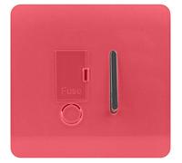 Trendi Switch Screwless Artistic Modern Glossy Tactile 230V Switched 13 A Single Fused Spur Connection Unit w/Flex Outlet Chrome Rocker in Strawberry RED - ART-FSSB