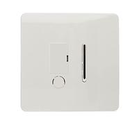 Trendi Switch Screwless Artistic Modern Glossy Tactile 230V Switched 13 A Single Fused Spur Connection Unit w/Flex Outlet Chrome Rocker in Ice White - ART-FSWH