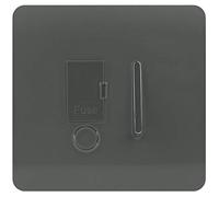 ART-FSCH Trendi Charcoal Fused Spur Switch - Modern Glossy Tactile, Screwless Faceplate