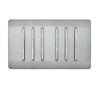 Trendi 6 Gang 2 Way 240V Screwless Raised Front Twin Plate Plastic Artistic Modern Glossy 10 Amp Chrome Rocker Electrical Wall Light Switch Brushed Steel - ART-SS66BS
