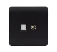 Trendi Telephone Socket + Cat 5e&Cat 6 RJ45 PC Socket Matt Black