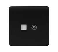 Trendi TV Co-axial Socket + Telephone Socket Matt Black