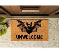 Trendi Unwelcome Bat Doormat Funny Halloween Front Door Mat, Gothic Home Decor, Outdoor/indoor Coir Entrance Rug, Scary Bat Welcome Mat