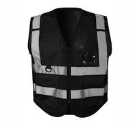 trending babz Hi Vis Vest Reflective Work Wear High Visibility Vest Zip Up Multi Pockets Executive Waistcoat S-3XL (UK, Alpha, 3XL, Regular, Regular, Black)