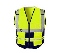 trending babz Hi Vis Vest Reflective Work Wear High Visibility Vest Zip Up Multi Pockets Executive Waistcoat S-3XL (UK, Alpha, M, Regular, Regular, Yellow Navy)