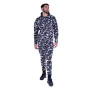 trending babz Mens Autumn Winter Camo Camouflage Print Zip Up Hooded Casual Sports Slim Fit Fleece 2PC Tracksuit Top Hoody & Joggers Bottoms
