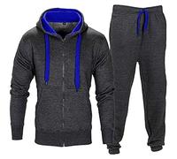 trending babz Mens Contrast String Fleece Tracksuit Hoodie Top Bottoms Joggers Gym Set Draw Code Tracksuit