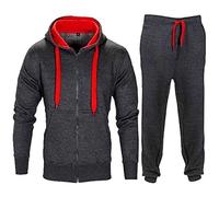 trending babz Mens Contrast String Fleece Tracksuit Hoodie Top Bottoms Joggers Gym Set Draw Code Tracksuit