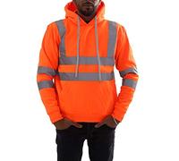 trending babz Mens Hi Vis 2 Tone Yellow Orange Contrast Sweatshirt Reflective Tape Band Pull Over Security Work Wear Hoodie S-2XL