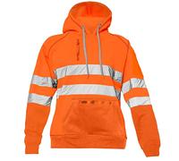trending babz Mens Hi Vis 2 Tone Yellow Orange Sweatshirt Reflective Tape Band 3 Zips Patched Pull Over Security Work Wear Hoodie S-2XL