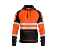 trending babz Mens Hi Vis 2 Tone Yellow Orange Sweatshirt Reflective Tape Band 3 Zips Patched Pull Over Security Work Wear Hoodie S-2XL