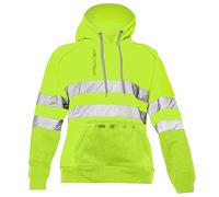 trending babz Mens Hi Vis 2 Tone Yellow Orange Sweatshirt Reflective Tape Band 3 Zips Patched Pull Over Security Work Wear Hoodie S-2XL