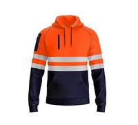 trending babz Mens Hi Vis 2 Tone Yellow Orange Sweatshirt Reflective Tape Band 3 Zips Patched Pull Over Security Work Wear Hoodie S-2XL