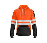 trending babz Mens Hi Vis 2 Tone Yellow Orange Sweatshirt Reflective Tape Band 3 Zips Patched Pull Over Security Work Wear Hoodie S-2XL (UK, Alpha, 5XL, Regular, Regular, Black Orange)