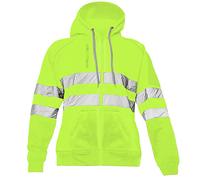 trending babz Mens Hi Viz Vis Reflective Zipper Patched Fleece 3 Zip Up Pockets Sweatshirt Work Wear Hoodie Top Jacket Yellow