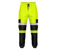 trending babz Mens High Visibility Hi Vis 2Tone Jogging Trousers Bottoms Reflective Tape Cuffed Workwear Joggers Yellow Black