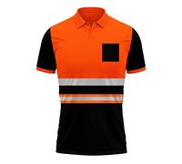 trending babz Mens New Hi Vis High Visibility Safety Work Wear Short Sleeve 2 Tone Contrast Polo Shirts Top S-2XL Orange Black