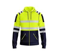 trending babz New Mens Hi Vis Hoodie Safety Work Sweatshirt Reflective Tape High Viz Hoodie High Visibility Pullover Sweatshirt Top Multi Zipped Pockets S/2XL