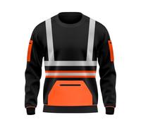 trending babz New Mens Hi Vis Sweatshirt Contrast 2 Tone High Visibility Pull Over Top Security Workwear Crew Neck Top S/XXL Orange Black