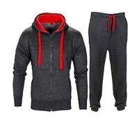 trending babz Unisex Kids Girls Boys Tracksuit Contrast Set Long Sleeve Fleece Zipper Hoodie Top Bottoms Jogging Joggers Gym School Size 7-13 Year