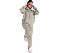 trending babz Women Ladies 2 Pieces Oversized Plus Hooded Fleece Top & Bottom Tracksuit Loungewear Set Long Sleeves Drawstring Pockets Jogger Pant