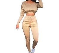 trending babz Women Ladies Crop Top Bottoms 2 Pieces Co-Ord Set Jogging Loungewear Casual Bottoms Tracksuit 2PCS Set
