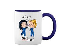 Trending Dance It Out Greys Anatomy White Coffee Mug with Blue Rim & Handle