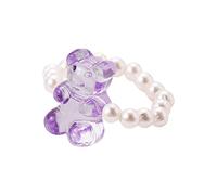Trending Rings Pearl Wind Macaron Cold Ring Cute Bear Finger -selling Ring Resin Rings Mens Big Rings (E, One Size)