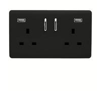 Trendiswitch 13A Double Switched Usb Socket 3.1A Matt Black