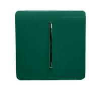 Trendi 1 Gang 3 Way Intermediate 240V Screwless Raised Front Plate Plastic Artistic Modern Glossy 10 Amp Chrome Rocker Single Electrical Wall Light Switch Dark Forest Green - ART-SS9DG