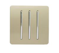 Trendi Switch 3 Gang 1 or 2 way Rocker Light Switch in Champagne Gold